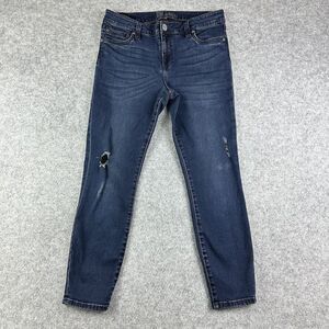 Kut From the Kloth KFTK Jeans Women 10 Distressed Crop Dark Wash Casual Stretch*